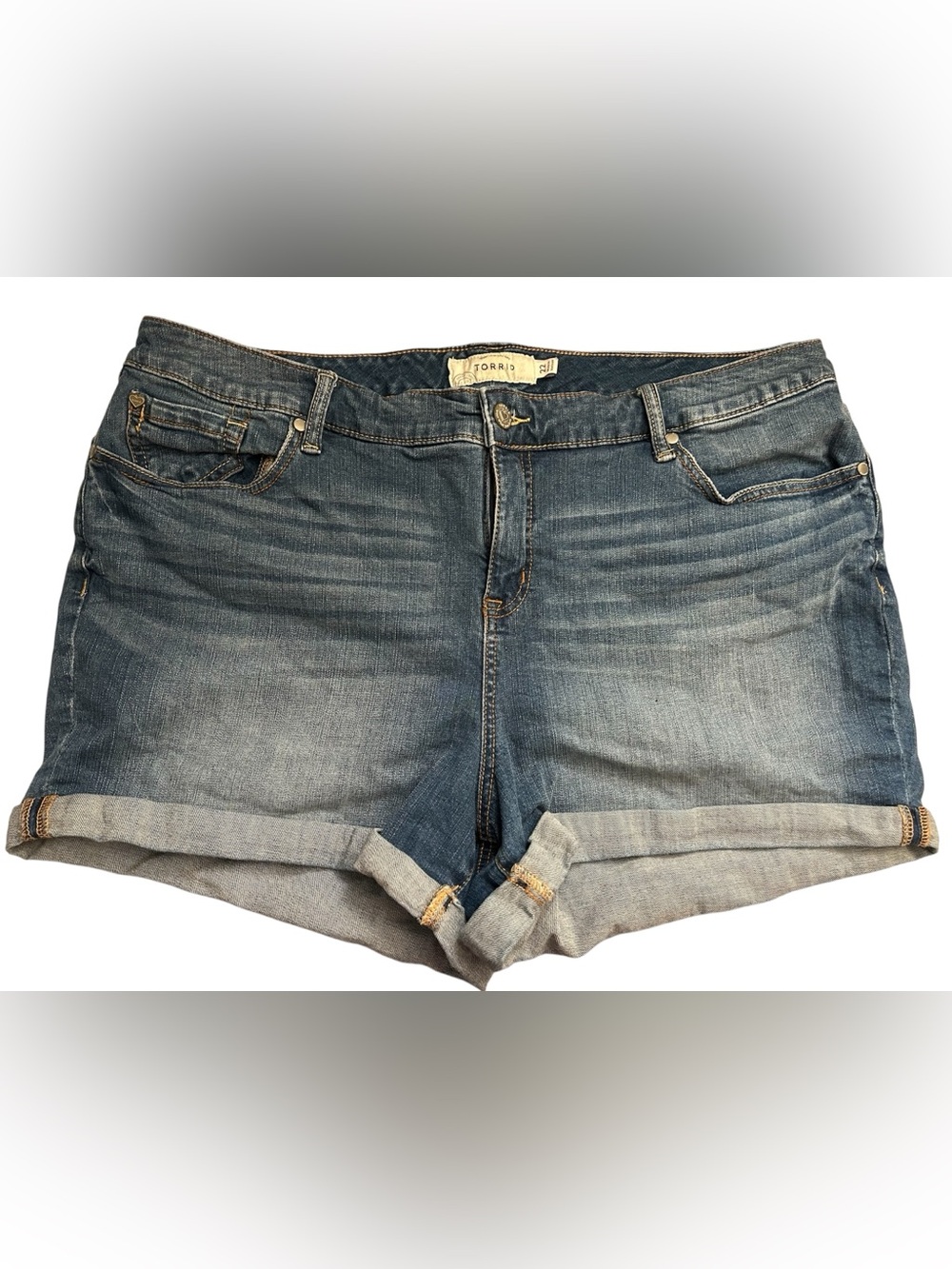 Torrid Women's Dark Blue Denim Shorts 22 Lake Camp Casual Beach Stretch Comfort